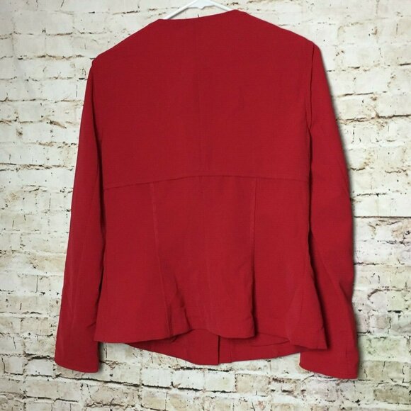 Lafayette 148 2 Blazer Jacket Zipper Front Red Zip Up Pockets Structured - Picture 8 of 10